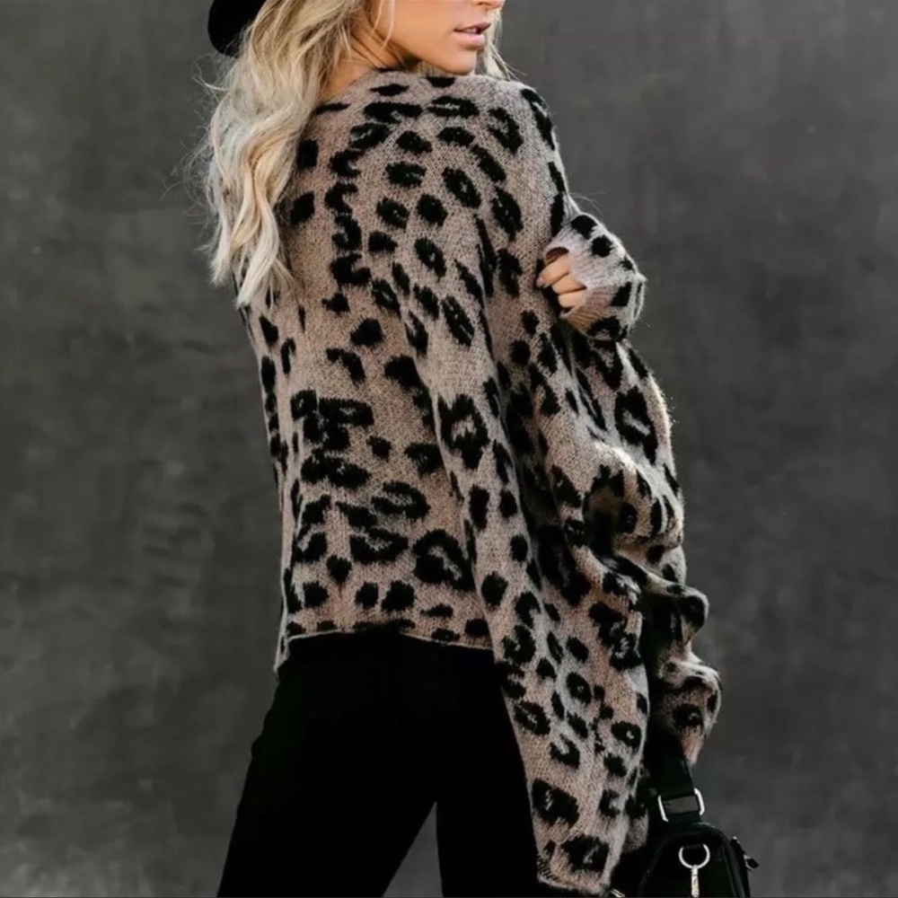 Restocked!!! Fuzzy Leopard Oversized Cozy Cardigan - Picture 4 of 5